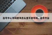 选号中心号码查询怎么查不到号码，选号平台