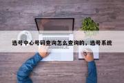选号中心号码查询怎么查询的，选号系统