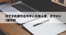 济宁手机靓号选号中心在哪儿看，济宁0537靓号网