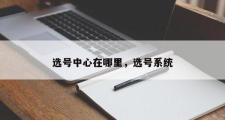 选号中心在哪里，选号系统